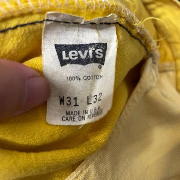 Levi’s 501 Button Fly High Waist Cut Off Fray Yellow Denim Shorts Size 31 - Picture 12 of 14